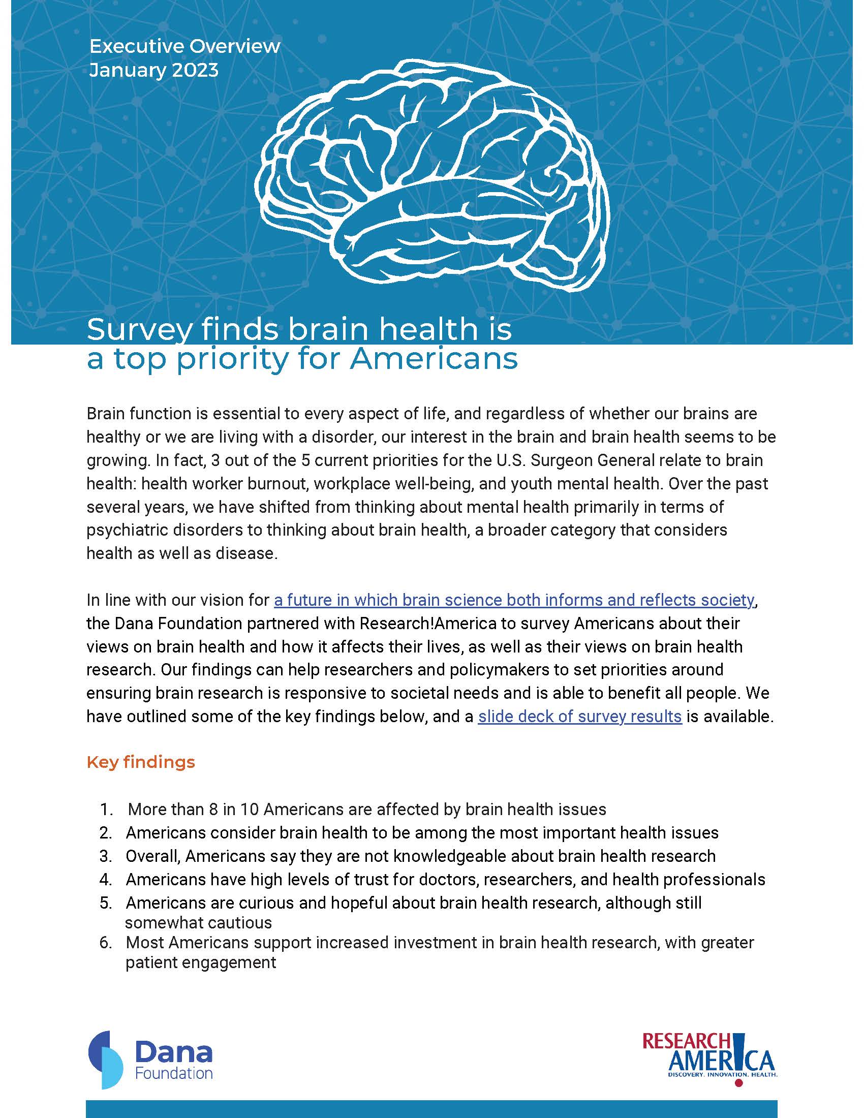 Survey Finds Brain Health is a Top Priority for Americans - Dana Foundation