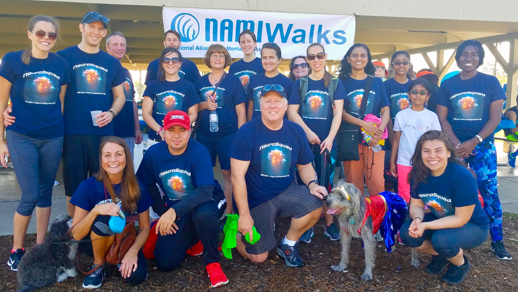 Group photo with Blakely and others at NAMIWalks event