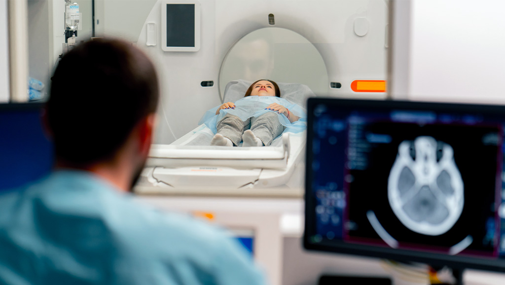 Stock image: person using fMRI machine